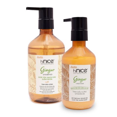 Bộ Dầu Gội Kem Xả Tinh Dầu Gừng Thiên Nhiên hiNICE Ginger Hỗ Trợ Sạch Gàu & Giảm Ngứa