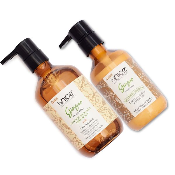 Bộ Dầu Gội Kem Xả Tinh Dầu Gừng Thiên Nhiên hiNICE Ginger Hỗ Trợ Sạch Gàu & Giảm Ngứa