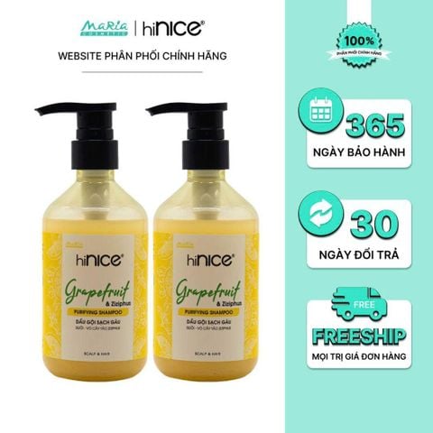 Combo dầu gội hiNICE sạch gàu - Dầu gội Tinh dầu Bưởi và Vỏ cây táo Ziziphus (Dầu gội 350g + Dầu gội 350g)