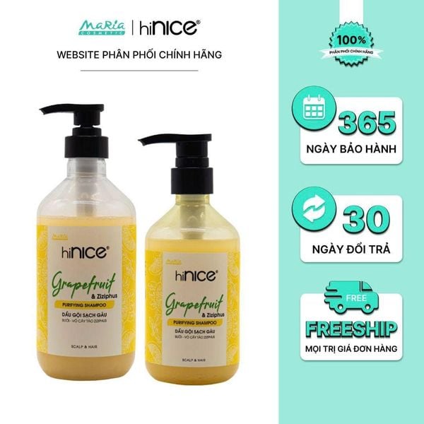 Combo dầu gội hiNICE sạch gàu - Dầu gội Tinh dầu Bưởi và Vỏ cây táo Ziziphus (Dầu gội 650g + Dầu gội 350g)