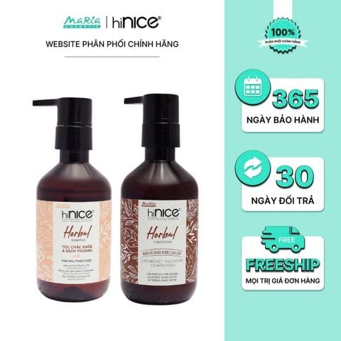 Combo hiNICE dịu da đầu và suôn mượt - Combo Dầu gội + Kem xả Tinh dầu Thảo dược (Dầu gội 260g + Kem xả 250g)