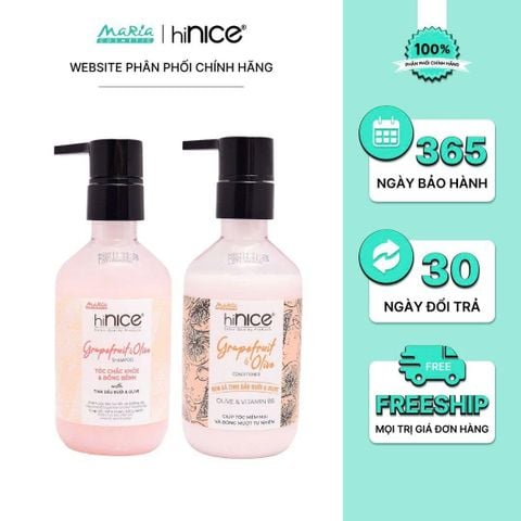 Combo hiNICE sạch dầu và suôn mượt - Combo Dầu gội + Kem xả Tinh dầu Bưởi & Olive (Dầu gội 260g + Kem xả 250g)