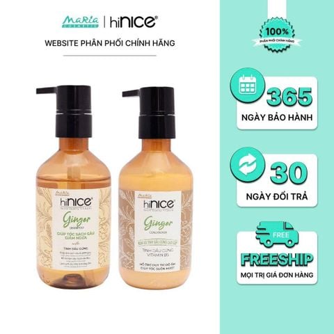 Combo hiNICE sạch gàu và suôn mượt - Combo Dầu gội + Kem xả Tinh dầu Gừng (Dầu gội 260g + Kem xả 250g)