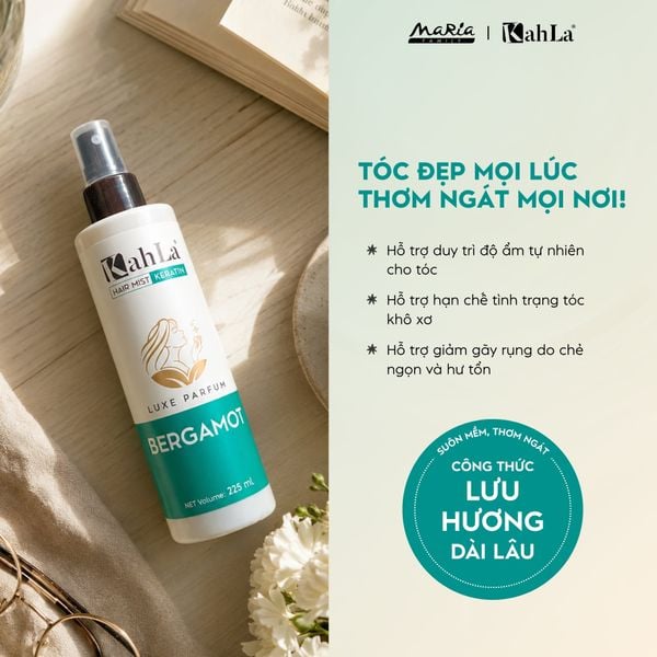 Xịt dưỡng tóc KahLa Keratin thơm tóc, dưỡng ẩm - Hương nước hoa Bergamot 225ml