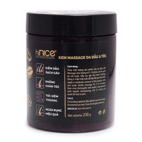 Kem massage da đầu & tóc Daklak Coffee hiNICE - Làm sạch dịu, thư giãn da đầu, nuôi tóc khỏe