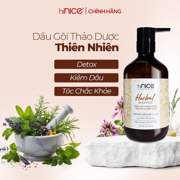 Bộ Dầu Gội Kem Xả Tinh Dầu Thảo Dược Thiên Nhiên hiNICE Herbal Hỗ Trợ Detox, Kiềm Dầu Da Đầu