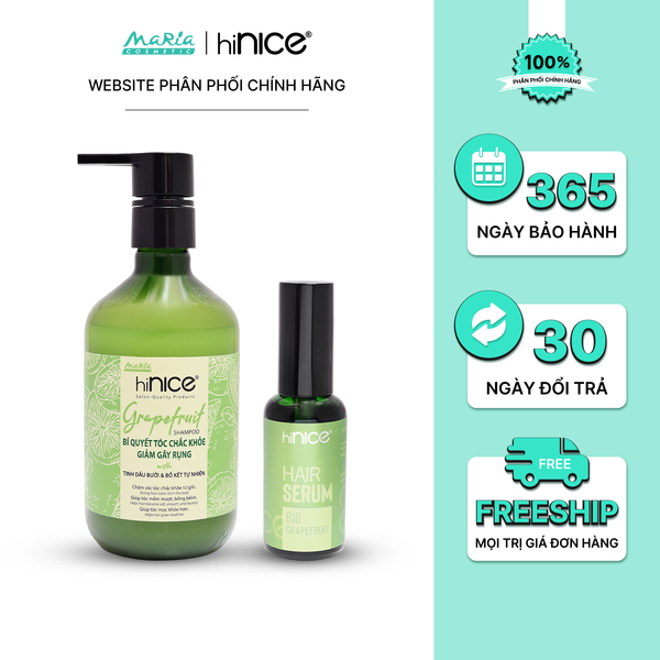 Combo hiNICE giảm rụng và phục hồi - Combo Dầu gội + Serum Tinh dầu Bưởi (Dầu gội 435g + Serum 50ml)