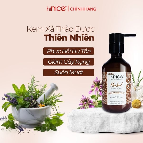 Bộ Dầu Gội Kem Xả Tinh Dầu Thảo Dược Thiên Nhiên hiNICE Herbal Hỗ Trợ Detox, Kiềm Dầu Da Đầu