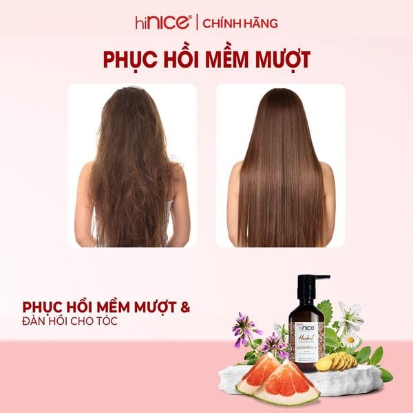 Bộ Dầu Gội Kem Xả Tinh Dầu Thảo Dược Thiên Nhiên hiNICE Herbal Hỗ Trợ Detox, Kiềm Dầu Da Đầu