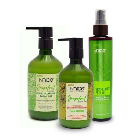 Combo Gội Xả & Xịt Dưỡng Tinh Dầu Bưởi Thiên Nhiên hiNICE Dành Cho Tóc Gãy Rụng