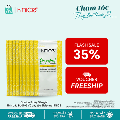 Dây dầu gội hiNICE sạch gàu - Dầu gội Tinh dầu Bưởi và Vỏ cây táo Ziziphus 6g