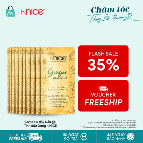 Dây dầu gội hiNICE sạch gàu ngứa - Dầu gội Tinh dầu Gừng thiên nhiên 6g