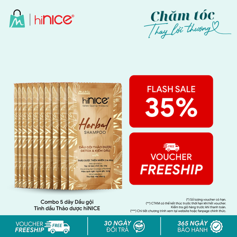Dây dầu gội hiNICE làm dịu da đầu - Dầu gội Tinh dầu Thảo Dược thiên nhiên 6g