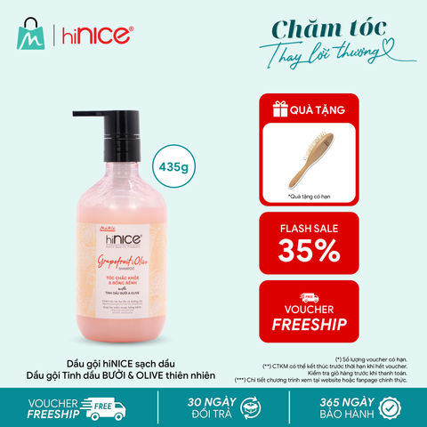 Dầu gội hiNICE sạch dầu - Dầu gội Tinh dầu Bưởi & Olive thiên nhiên