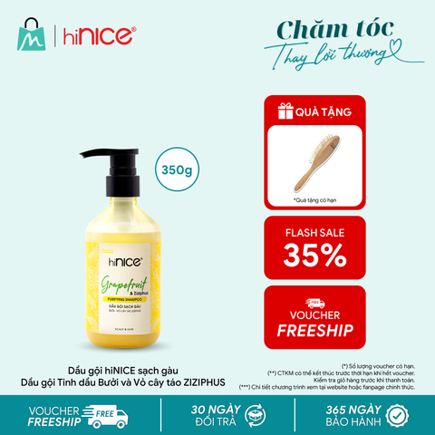 Dầu gội hiNICE sạch gàu - Dầu gội Tinh dầu Bưởi và Vỏ cây táo Ziziphus