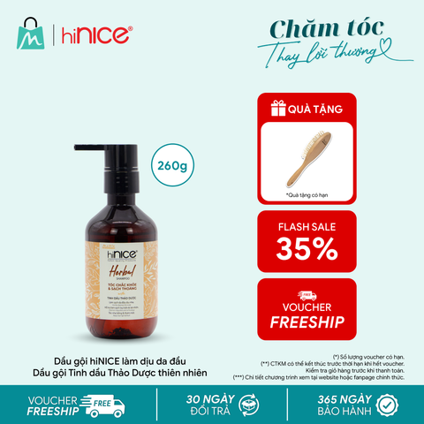 Dầu gội hiNICE làm dịu da đầu - Dầu gội Tinh dầu Thảo Dược thiên nhiên