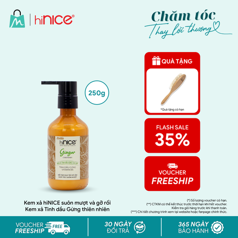 Kem xả hiNICE suôn mượt và gỡ rối - Kem xả Tinh dầu Gừng thiên nhiên 250g