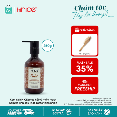 Kem xả hiNICE phục hồi và mềm mượt - Kem xả Tinh dầu Thảo Dược thiên nhiên 250g