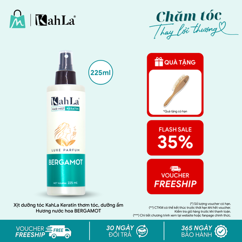 Xịt dưỡng tóc KahLa Keratin thơm tóc, dưỡng ẩm - Hương nước hoa Bergamot 225ml