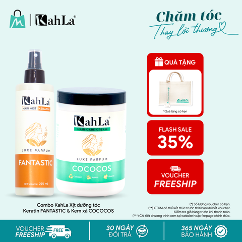 Combo KahLa Xịt dưỡng tóc Keratin Fantastic & Kem xả Cococos