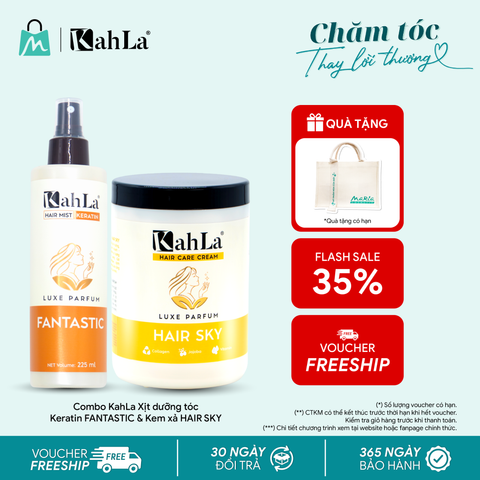 Combo KahLa Xịt dưỡng tóc Keratin Fantastic & Kem xả Hair Sky