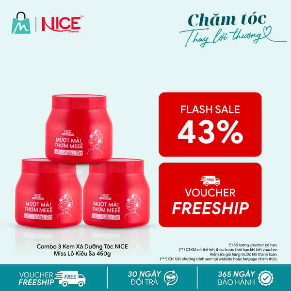 Combo 3 Kem Xả Dưỡng Tóc NICE Miss Lô Kiêu Sa 450g