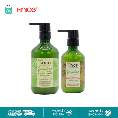 Combo hiNICE giảm rụng và suôn mượt - Combo Dầu gội + Kem xả Tinh dầu Bưởi (Dầu gội 435g + Kem xả 250g)