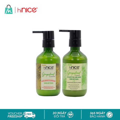 Combo hiNICE giảm rụng và suôn mượt - Combo Dầu gội + Kem xả Tinh dầu Bưởi (Dầu gội 260g + Kem xả 250g)