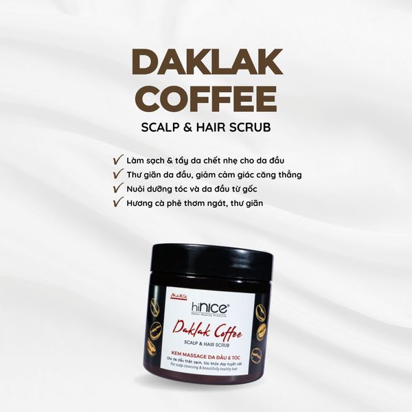Kem massage da đầu & tóc Daklak Coffee hiNICE - Làm sạch dịu, thư giãn da đầu, nuôi tóc khỏe