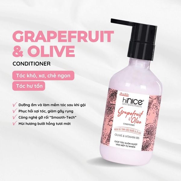Kem xả Tinh dầu Bưởi & Olive hiNICE - Phục hồi tóc khô xơ, mềm mượt và dễ chải