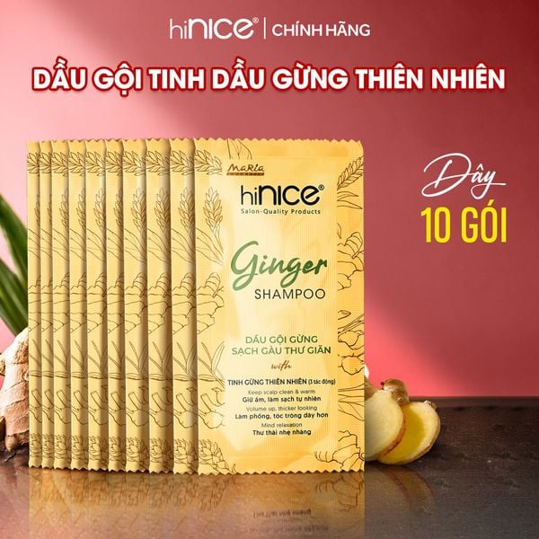 Dây dầu gội hiNICE sạch gàu ngứa - Dầu gội Tinh dầu Gừng thiên nhiên 6g