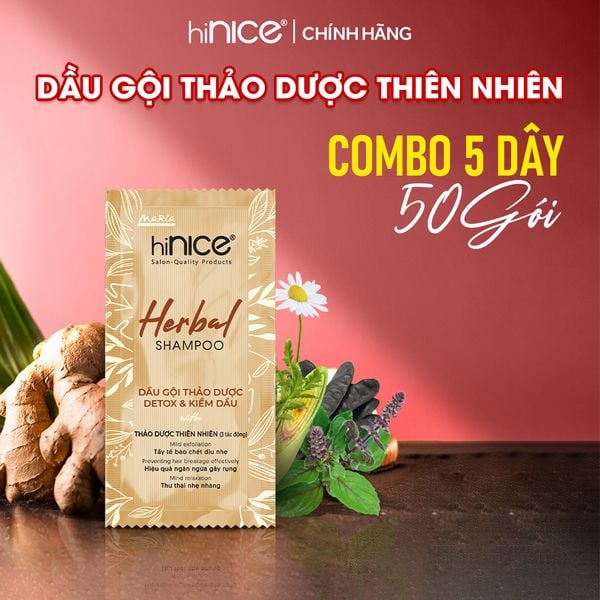 Dây dầu gội hiNICE làm dịu da đầu - Dầu gội Tinh dầu Thảo Dược thiên nhiên 6g