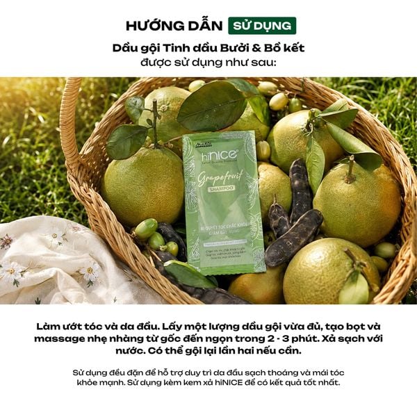 Dây dầu gội hiNICE giảm rụng tóc - Dầu gội Tinh dầu Bưởi thiên nhiên
