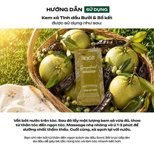 Dây kem xả hiNICE dưỡng tóc mềm mượt - Kem xả Tinh dầu Bưởi thiên nhiên 6g