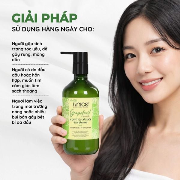 Dầu gội Tinh dầu Bưởi & Bồ kết hiNICE - Làm sạch da đầu, hỗ trợ giảm rụng tóc & kích thích mọc tóc
