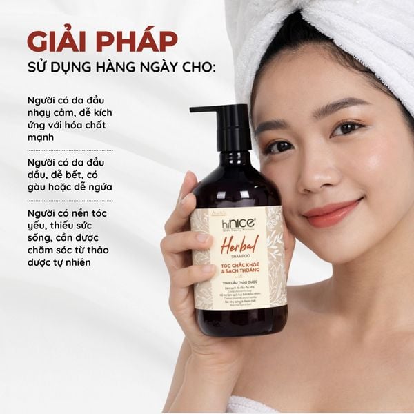 Dầu gội Tinh dầu Thảo dược hiNICE - Làm sạch dịu nhẹ, giúp da đầu cân bằng & thoải mái