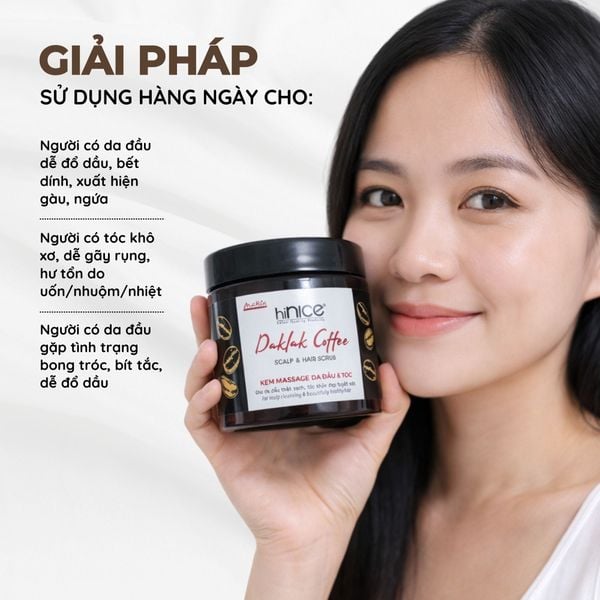 Kem massage da đầu & tóc Daklak Coffee hiNICE - Làm sạch dịu, thư giãn da đầu, nuôi tóc khỏe