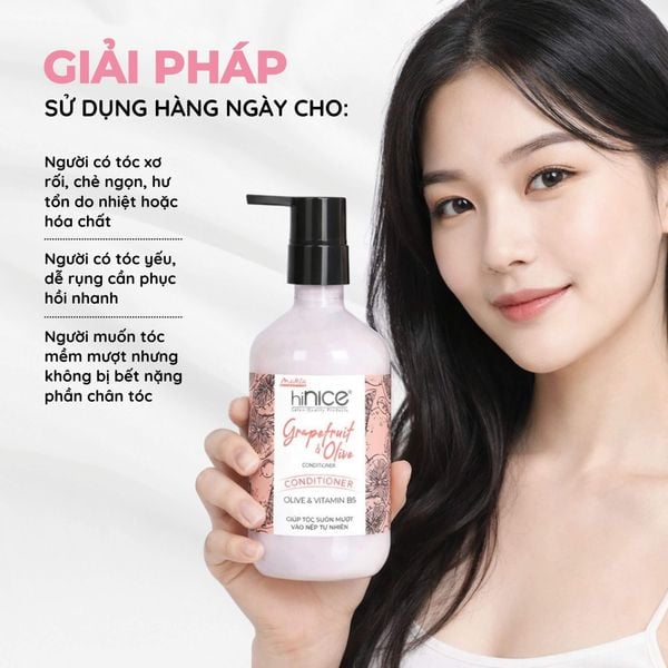 Kem xả Tinh dầu Bưởi & Olive hiNICE - Phục hồi tóc khô xơ, mềm mượt và dễ chải