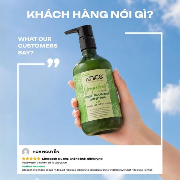 Combo hiNICE giảm rụng và suôn mượt - Combo Dầu gội + Kem xả Tinh dầu Bưởi (Dầu gội 435g + Kem xả 400g)