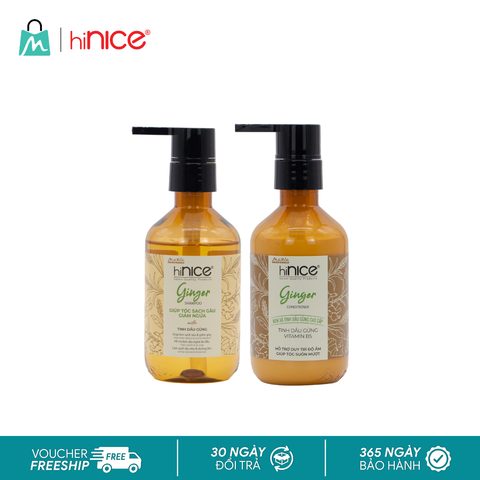 Combo hiNICE sạch gàu và suôn mượt - Combo Dầu gội + Kem xả Tinh dầu Gừng (Dầu gội 260g + Kem xả 250g)