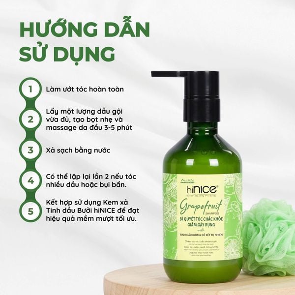 Dầu gội Tinh dầu Bưởi & Bồ kết hiNICE - Làm sạch da đầu, hỗ trợ giảm rụng tóc & kích thích mọc tóc