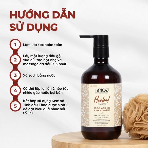 Dầu gội Tinh dầu Thảo dược hiNICE - Làm sạch dịu nhẹ, giúp da đầu cân bằng & thoải mái