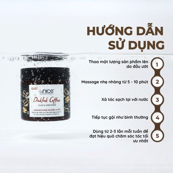 Kem massage da đầu & tóc Daklak Coffee hiNICE - Làm sạch dịu, thư giãn da đầu, nuôi tóc khỏe