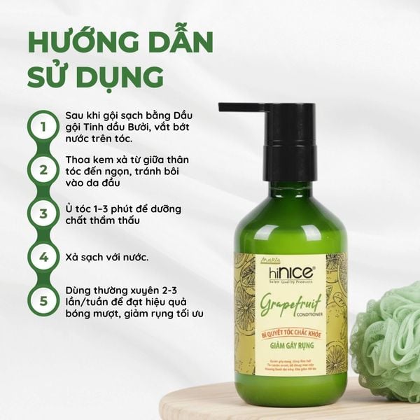 Kem xả Tinh dầu Bưởi & Olive hiNICE - Giúp tóc mềm mượt, dễ chải & nhẹ tóc