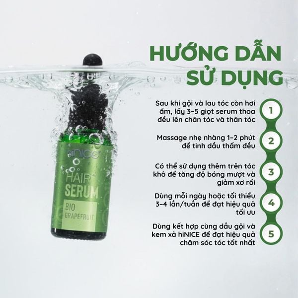 Serum Tinh dầu Bưởi hiNICE Bio Grapefruit - Dưỡng bóng mượt, khóa ẩm, không bết