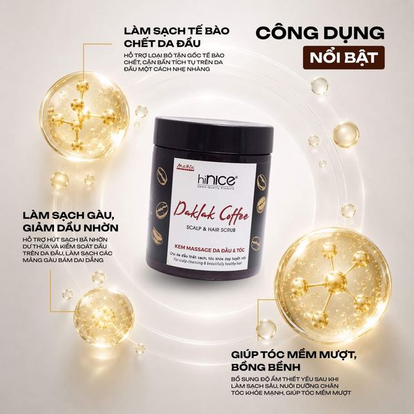 Kem Massage hiNICE tẩy da chết và làm khỏe da đầu - Kem massage tóc và da đầu Daklak Coffee