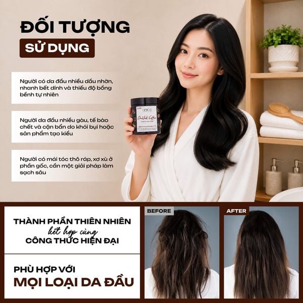Kem Massage hiNICE tẩy da chết và làm khỏe da đầu - Kem massage tóc và da đầu Daklak Coffee