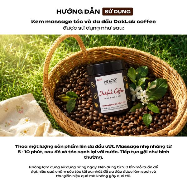 Kem Massage hiNICE tẩy da chết và làm khỏe da đầu - Kem massage tóc và da đầu Daklak Coffee