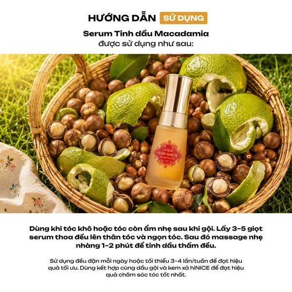 Serum hiNICE dưỡng ẩm và giảm xơ rối - Serum tinh dầu Macadamia 50ml