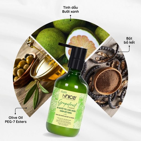 Dầu gội Tinh dầu Bưởi & Bồ kết hiNICE - Làm sạch da đầu, hỗ trợ giảm rụng tóc & kích thích mọc tóc